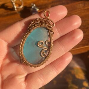 Elegant Blue Wire-Wrapped Pendant